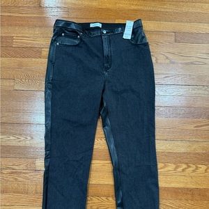 Brand new Abercrombie and fitch mixed fabric ultra high rise ankle straight jean